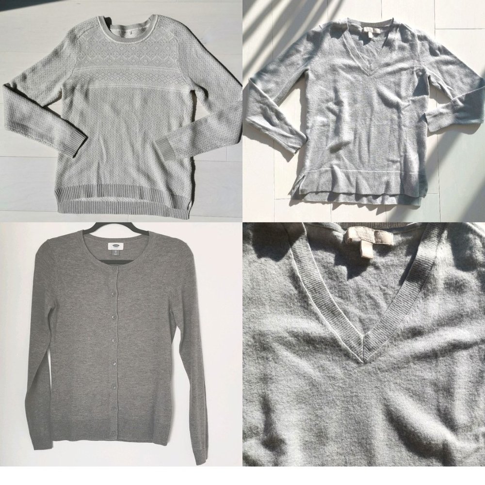 3 sweaters merino wool bundle xs Banana Republic Gap Old Navy cardigan gray
